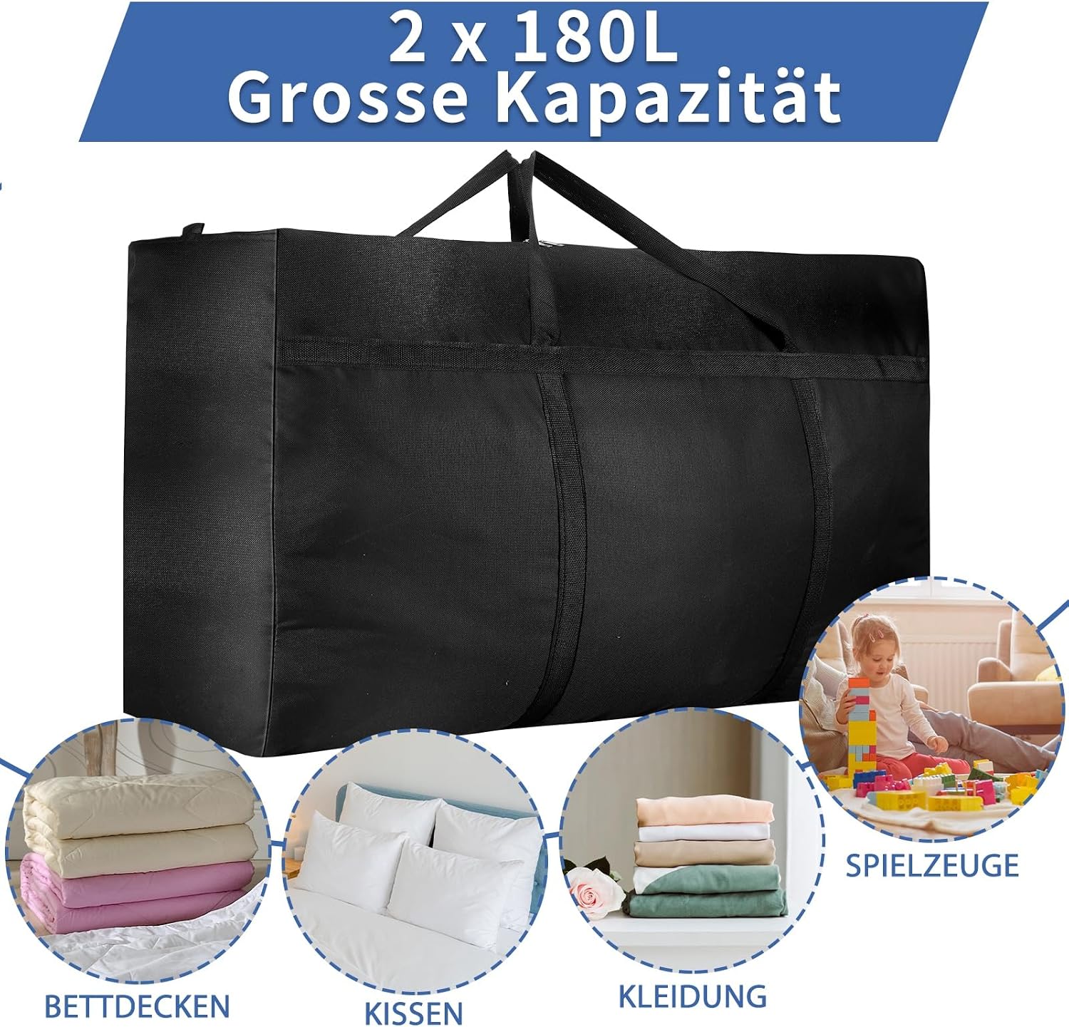 Detalle 1 de Dntorx 2er Aufbewahrungstaschen 180L