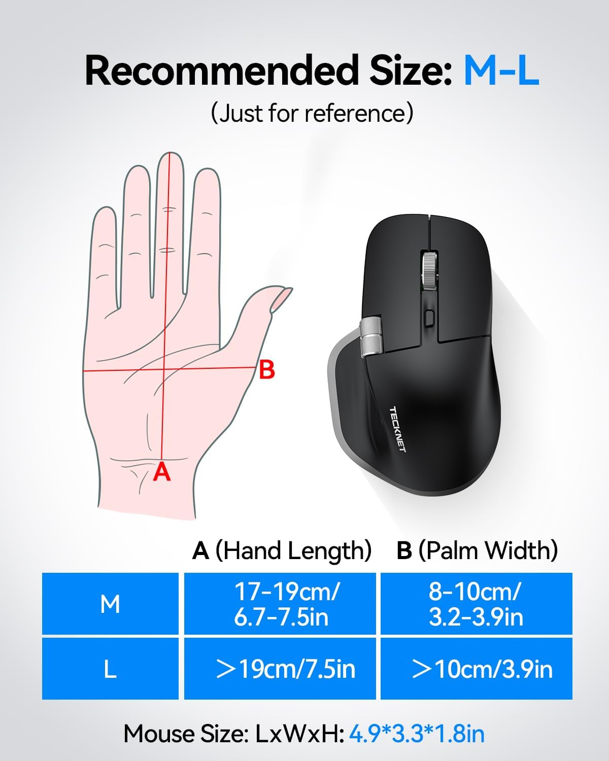 Thumbnail 3 de TECKNET Wireless Mouse: 3-Device Bluetooth & 2.4G Connectivity, 6 DPI, Quiet Clicks