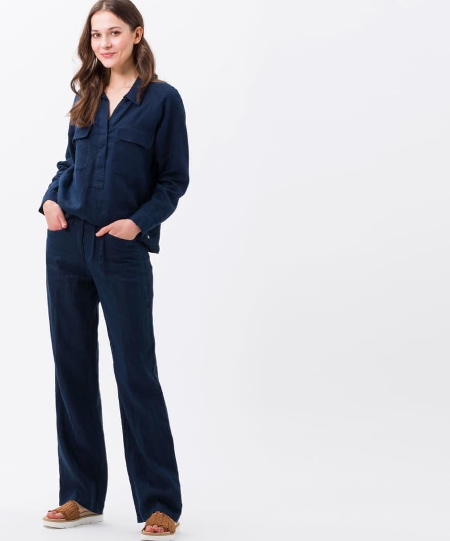 Detalle de Brax Damen Style Farina Pure Linen Hose – Leinenhose im sportiven, sommerlichen Look