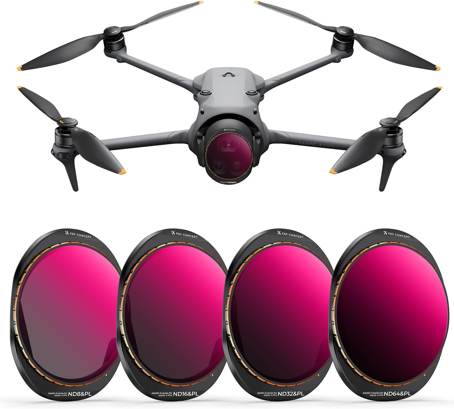 Detalle de K&F CONCEPT Paquete 4 filtros ND/PL para Mavic 4 Pro