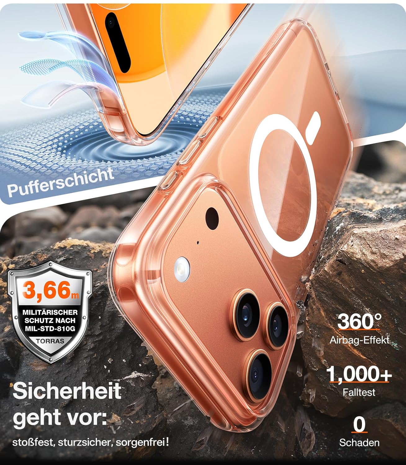 Detalle de TORRAS Guardian-Mag iPhone 17 Pro Hülle – stoßfest