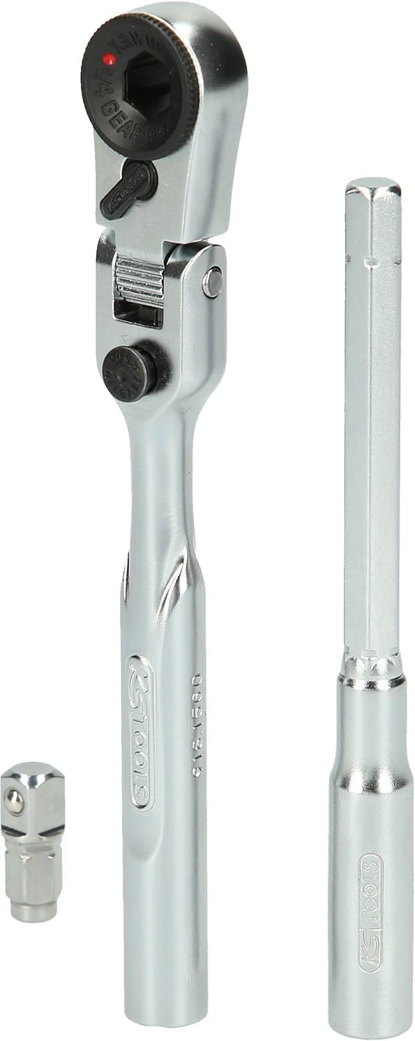Coffret 3 pièces de cliquet 1/4" avec porte-embouts et adaptateur pour douilles (KS TOOLS)