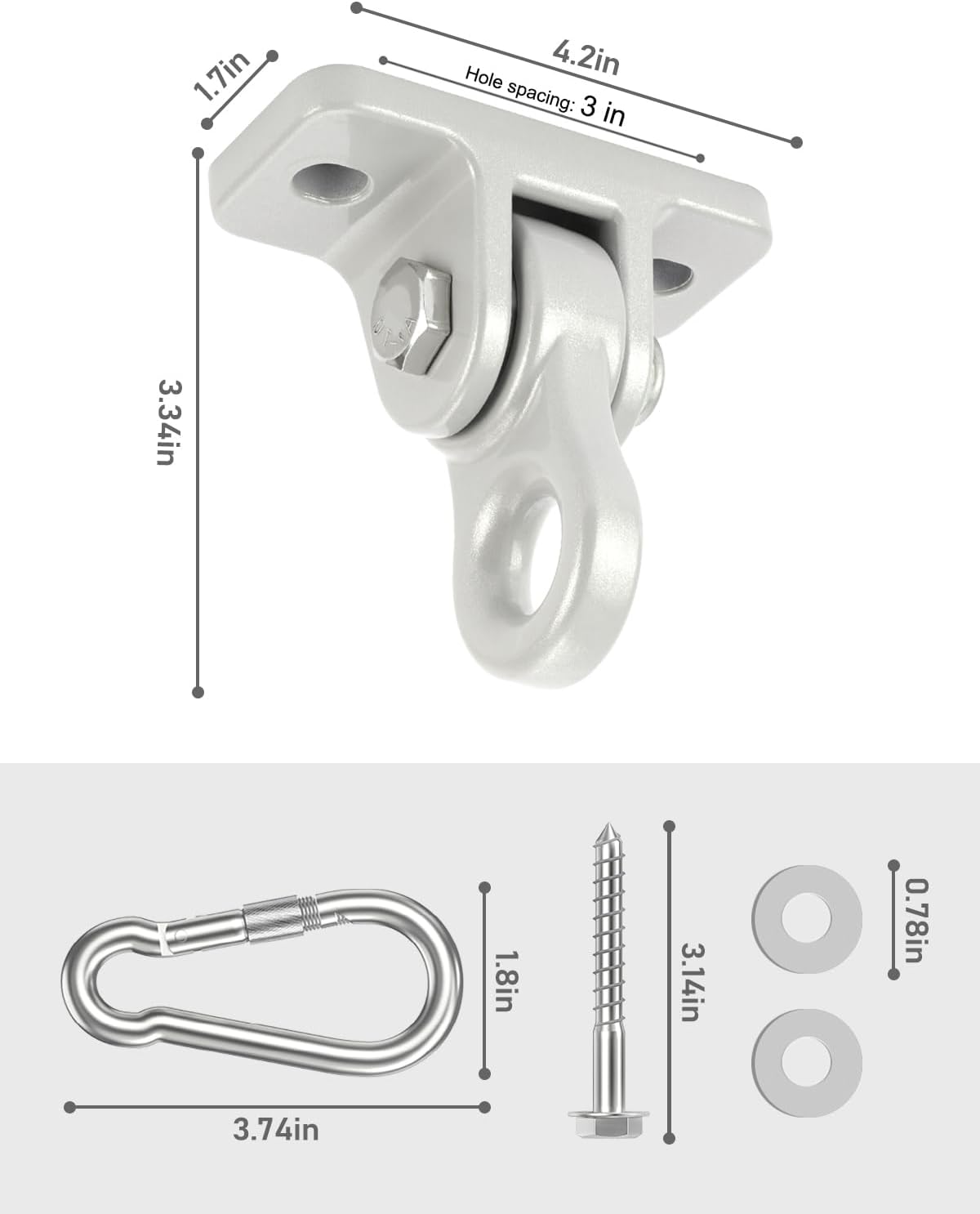 Thumbnail 3 de Heavy Duty Porch Swing Hangers Kit: Aluminum Alloy Swivel Hangers with 5000-lb Capacity (8 Pack)
