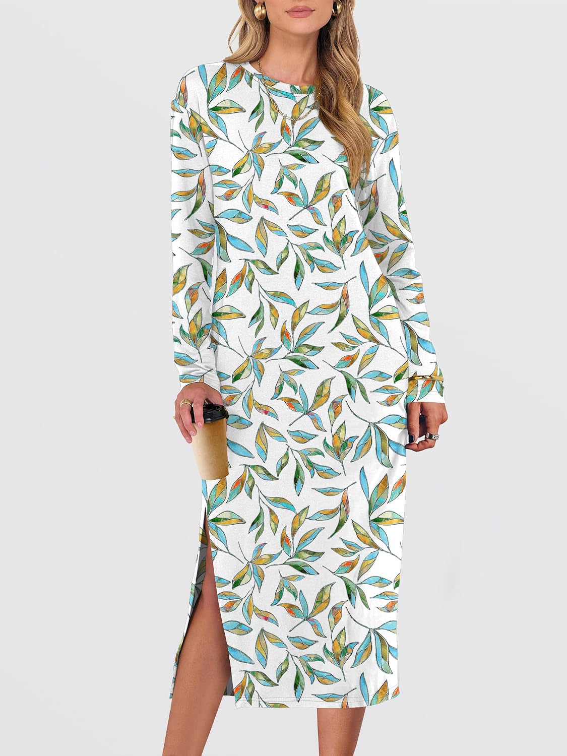 Detalle 2 de ANRABESS Women's Long-Sleeve Midi Dress Polyester