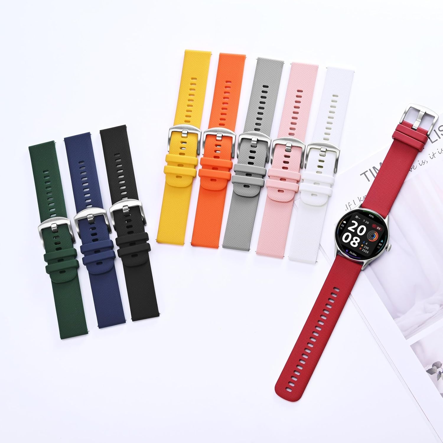 Thumbnail 6 de ANBEER Silikon-Uhrenarmbänder 16–24 mm – Schnellverschluss, elastisch, kompatibel mit vielen Modellen