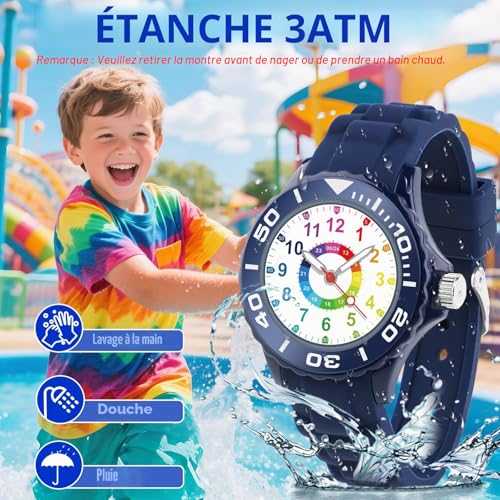 Detalle de GUUMUXIN Montre pour Enfants – Montre Éducative Analogique 5–16 ans, Grand Cadran Multicolore