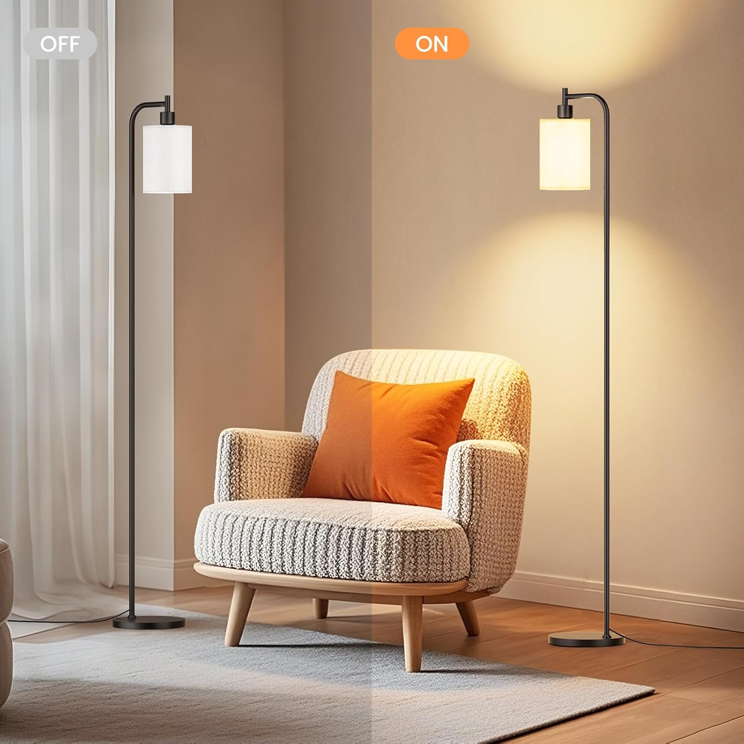 Thumbnail 6 de SIBRILLE Dimmable Floor Lamp with Linen Shade, Remote Control & 3 Colour Temperatures (9W LED included)
