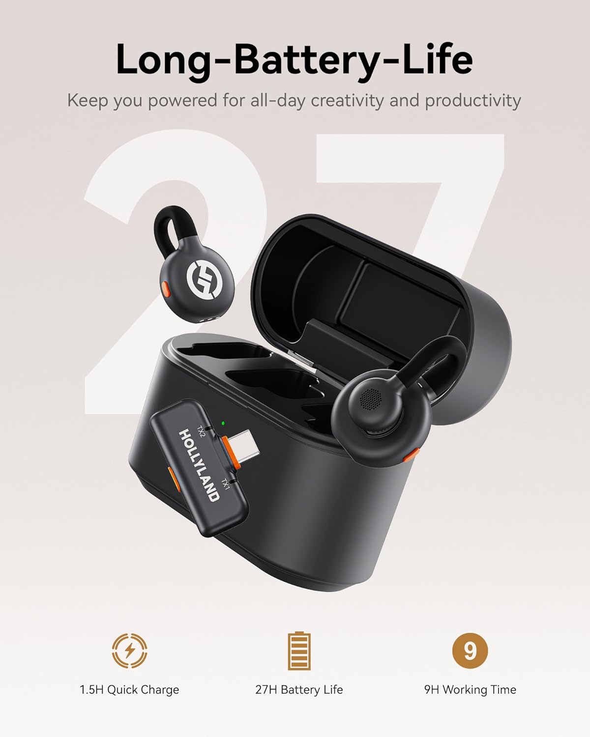 Thumbnail 5 de Hollyland Lark M2S Combo (Camera RX+USB-C RX+ Lightning) microfono lavalier wireless per iPhone, camera, Android e PC