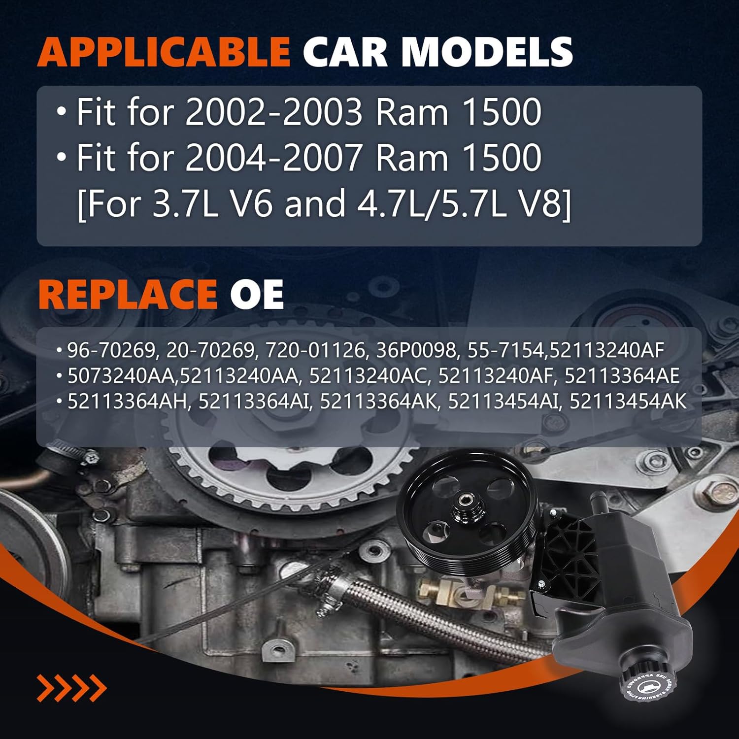 Thumbnail 1 de Daysyore Power Steering Pump 20-70269 for 2002-2007 Ram 1500 (OE replacement)