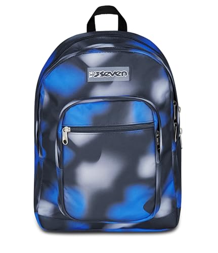 Detalle de Seven Freethink Zaino Scuola Media Ragazzo, Blu/Nero 34L – Doppio Scomparto con Porta PC e Borraccia