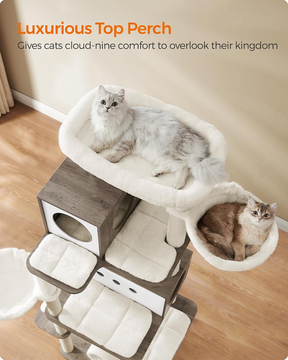 Detalle 1 de Feandrea PCT193G01 XXL Cat Tree with Two Caves, Sisal Posts and Tunnel