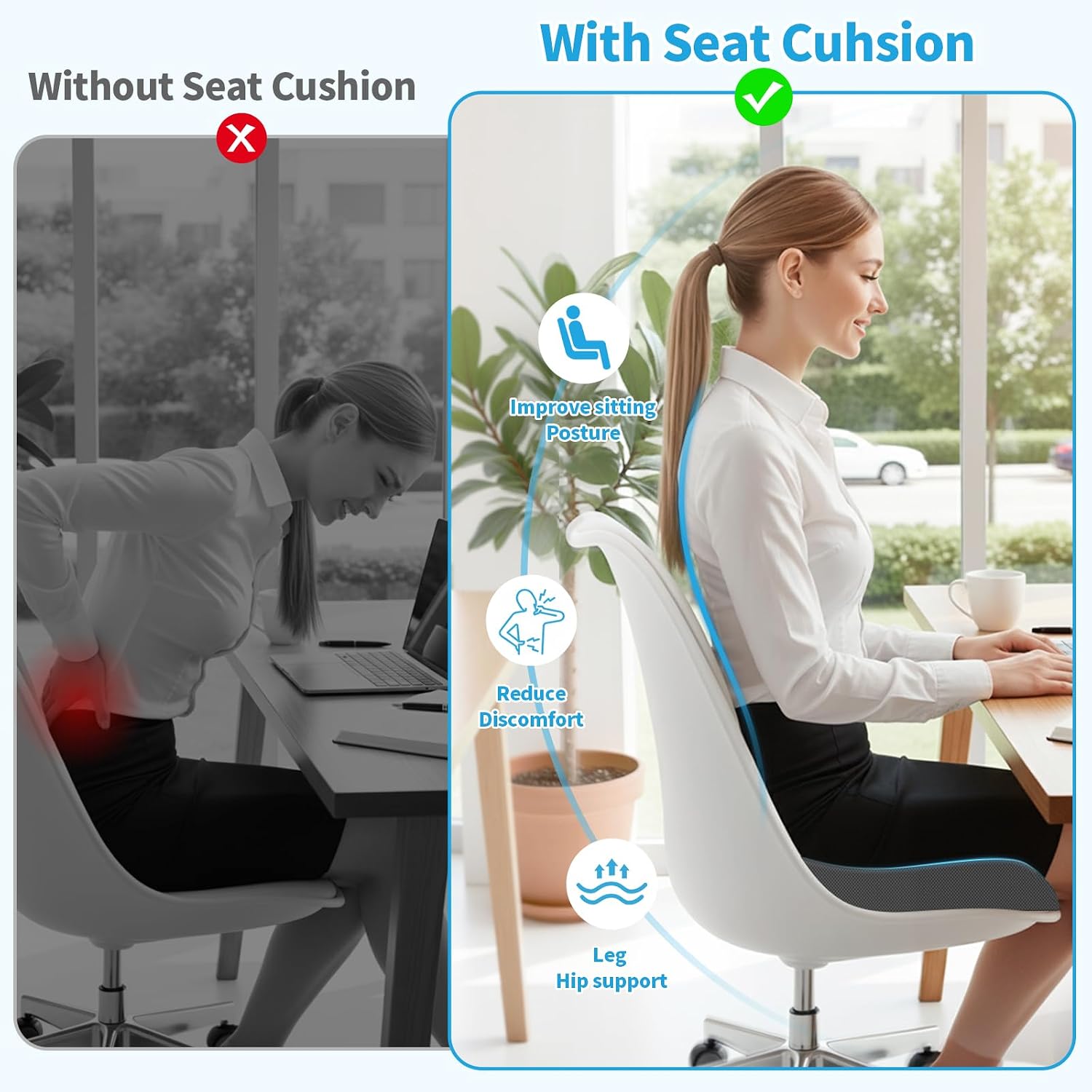 Thumbnail 5 de TranquilRelax MPN-TR0001-L-GE XL Memory Foam Seat Cushion, 3.35-Inch