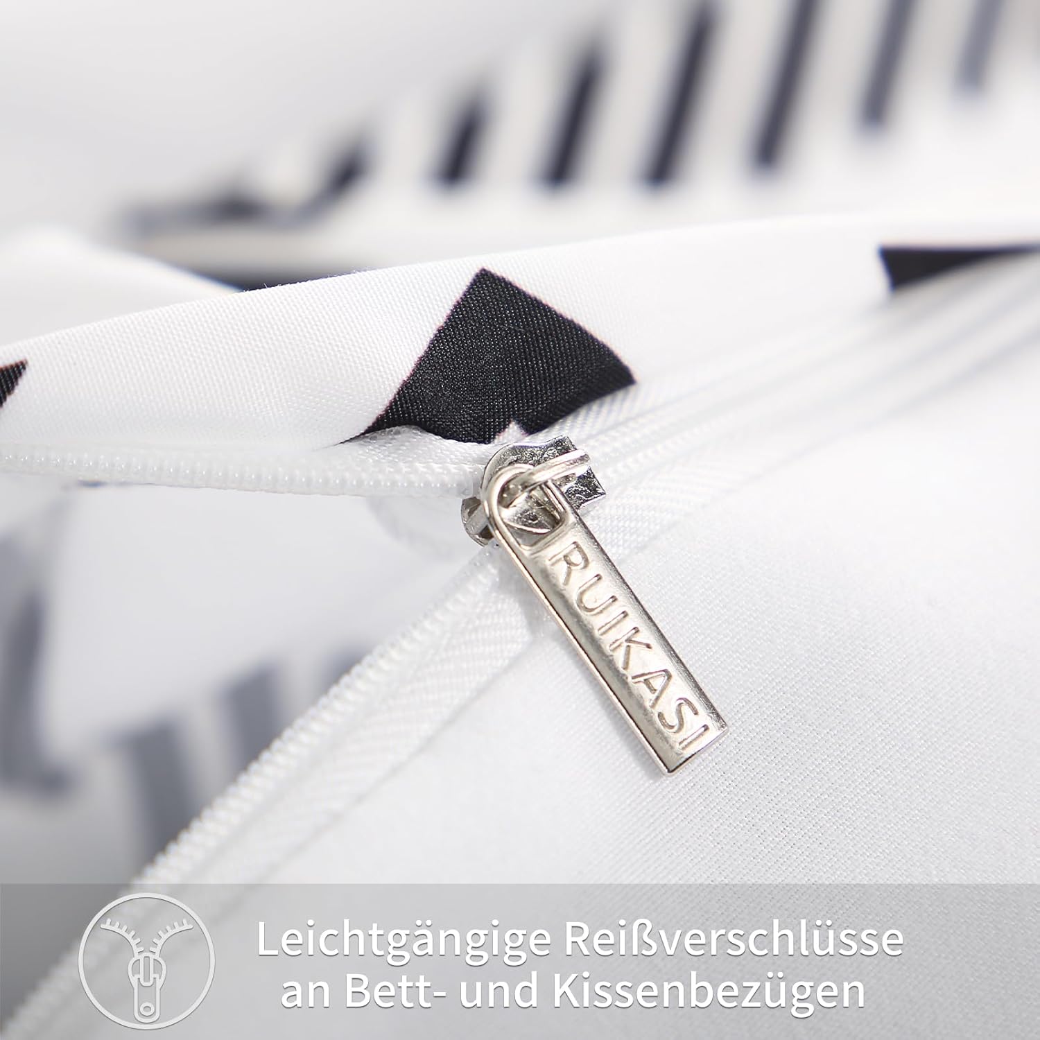 Thumbnail 5 de RUIKASI Bettwäsche 200x220 3-teilig Grau mit Boho-Muster (Mikrofaser, Reißverschluss, bügelfrei)