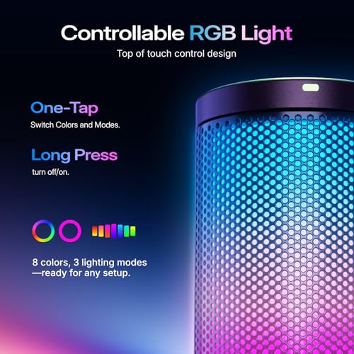 Detalle 2 de MAONO Gaming USB Microphone (DGM20S) with Noise Cancellation, Boom Arm and RGB Lights
