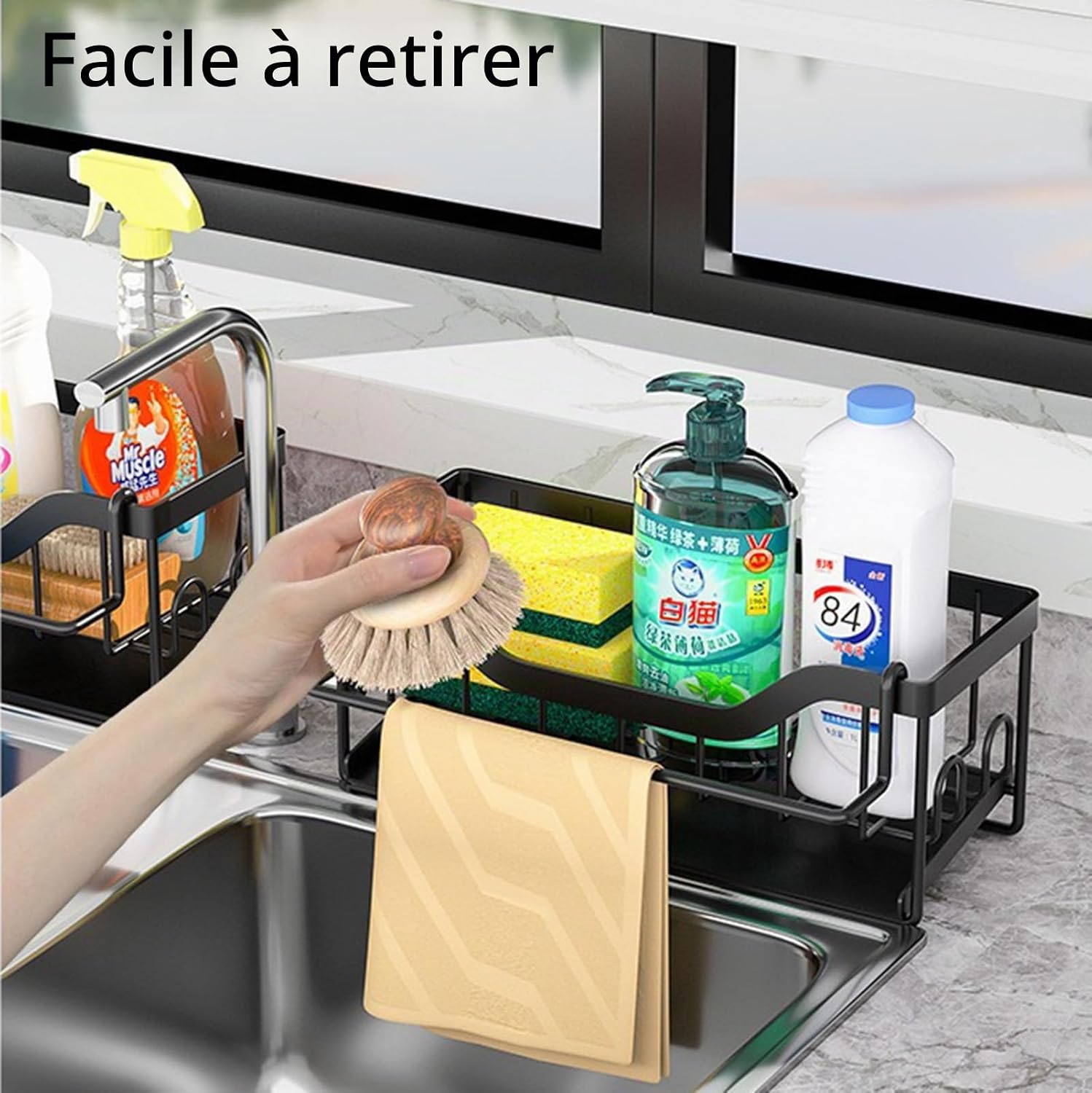 Thumbnail 3 de Koolkasa SL-01 gootsteenorganizer met spons- en handdoekhouder, donkergrijs