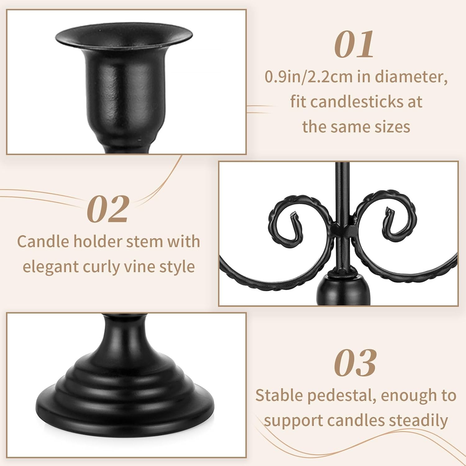 Detalle de Sziqiqi Metal Candelabra, 3 Arms