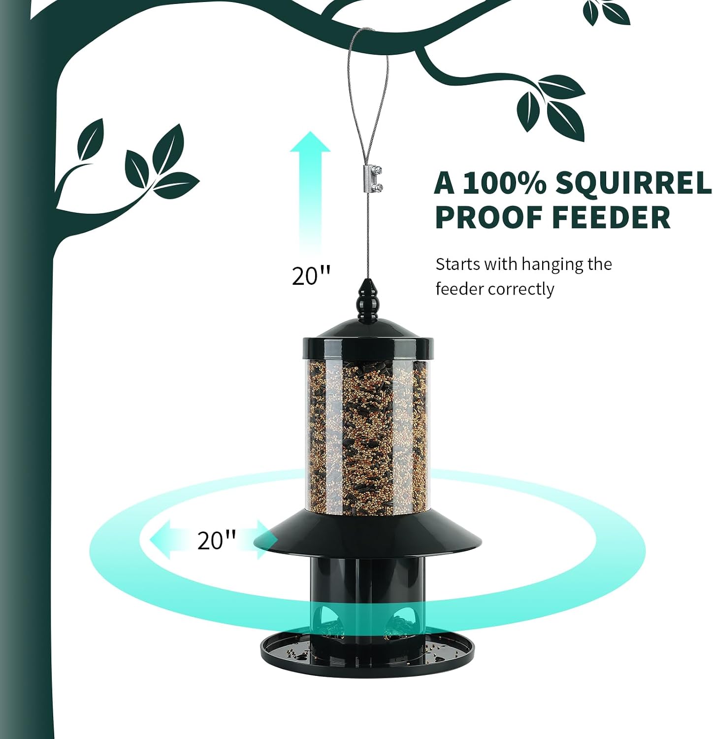 Thumbnail 5 de Dreamdrawer AQ-001 Squirrel-Resistant Hanging Bird Feeder with 360° Perch