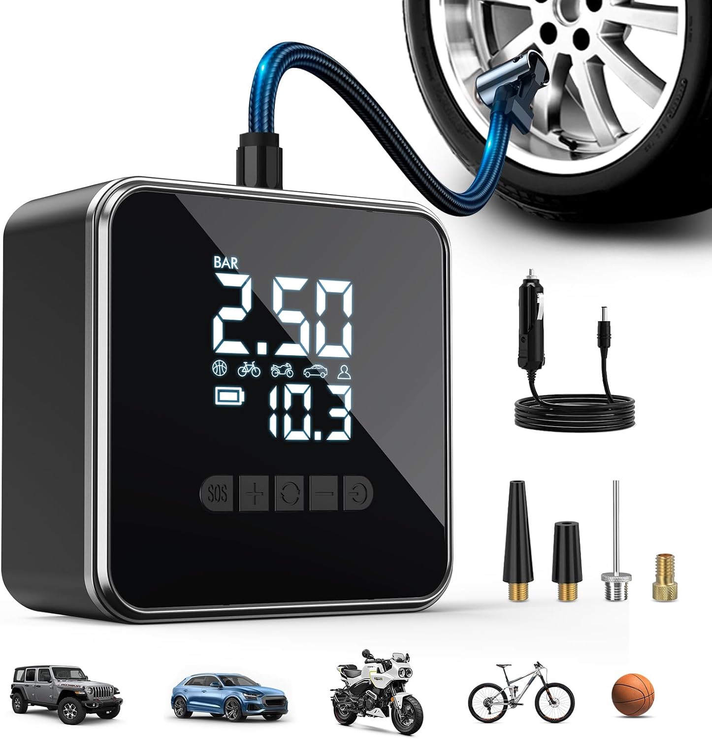 iWarmbase Tyre Inflator with 150 PSI digital gauge