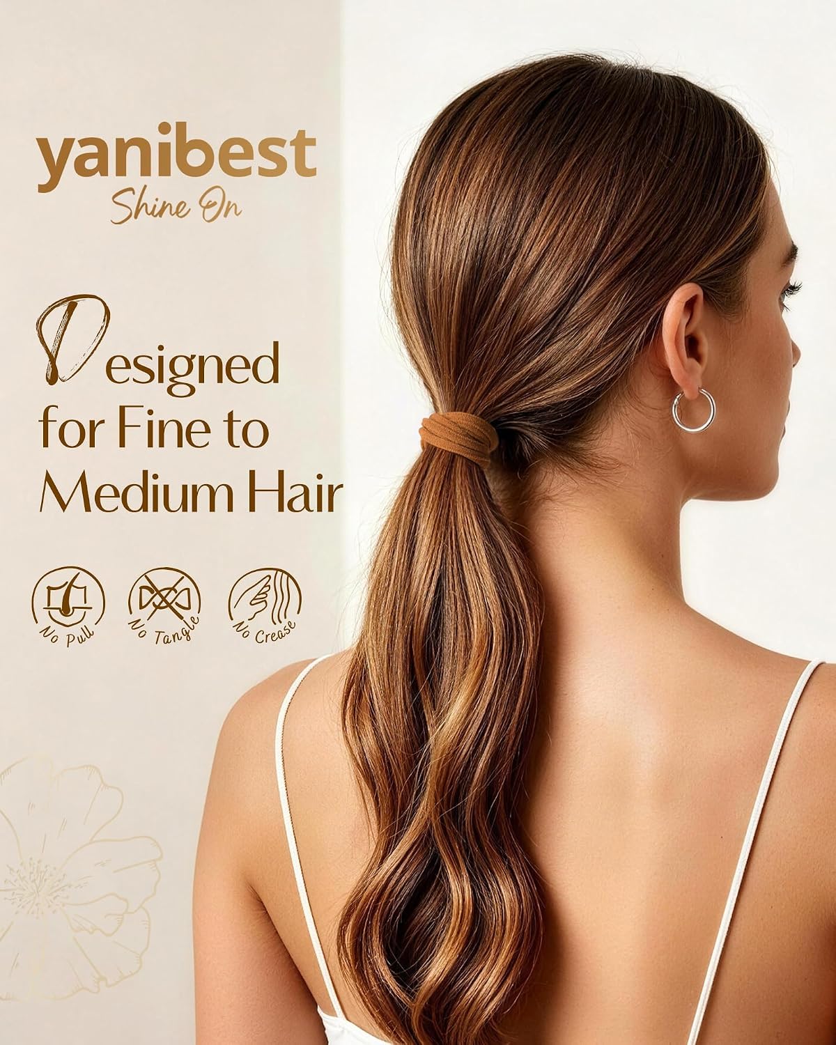 Detalle de Yanibest Soft Hair Ties, 10-Pack Seamless Nylon Elastics for Thin to Medium Hair
