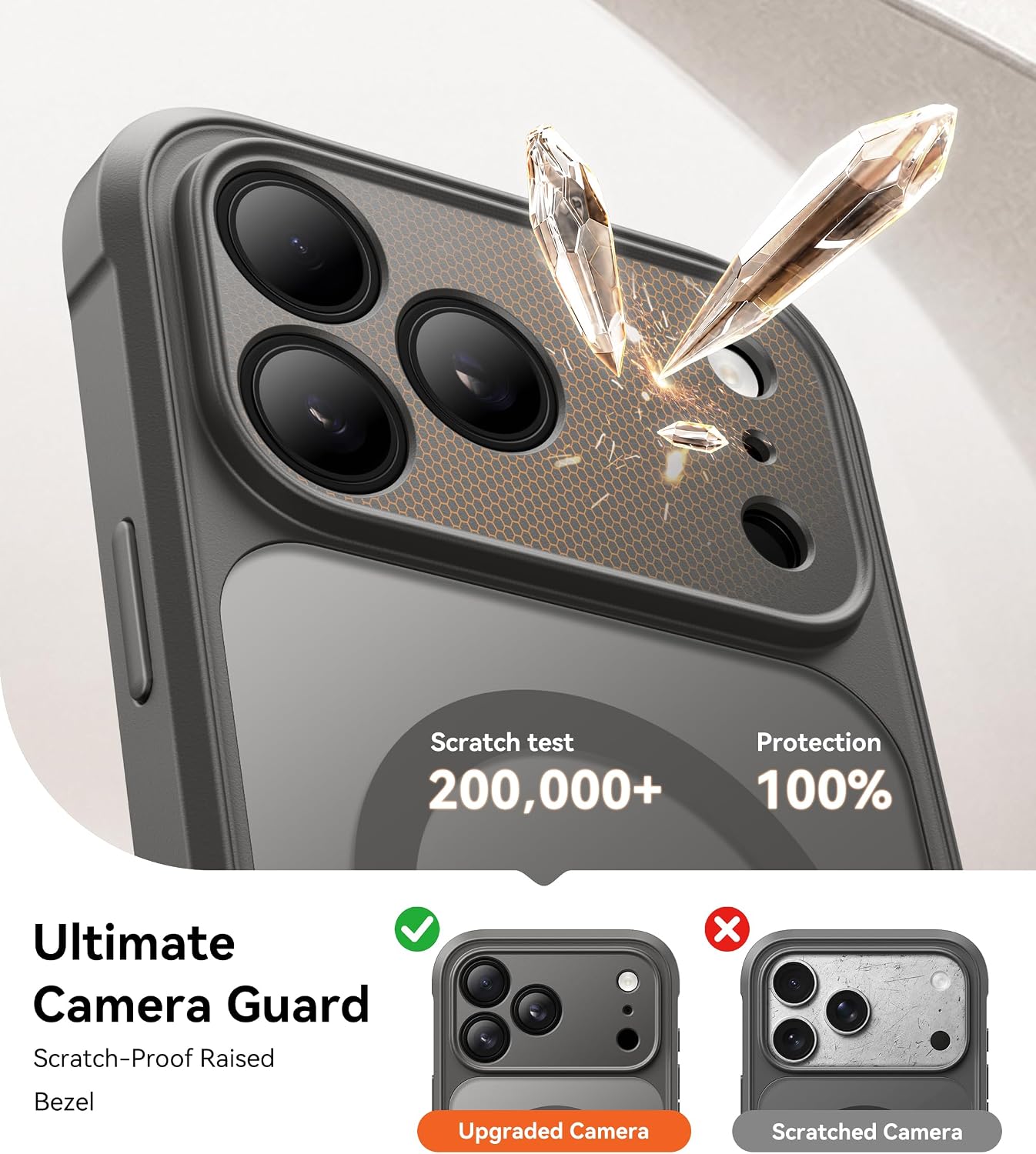 Detalle de BERFY iPhone 17 Pro Max Case with Built-in Privacy Screen — MagSafe Compatible, 360° Shield in Clear Grey