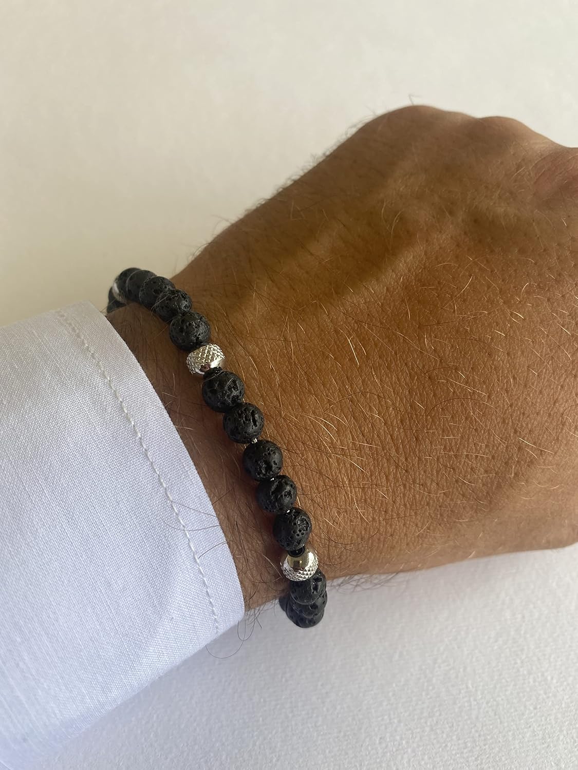 Detalle 2 de 10:10 Bracciale pietra lavica 21 cm