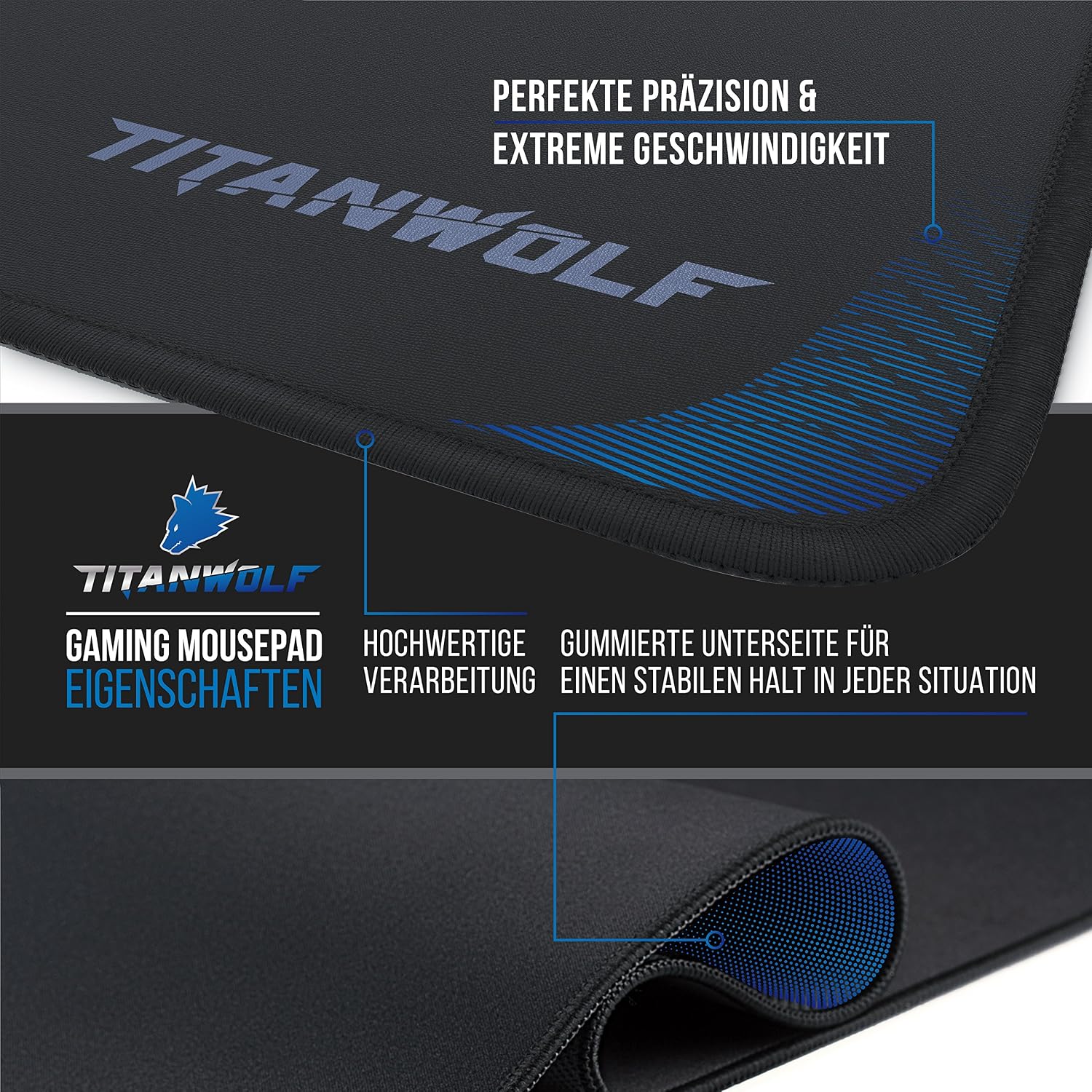 Thumbnail 2 de TITANWOLF XL Speed Gaming-Mauspad 440×350 mm