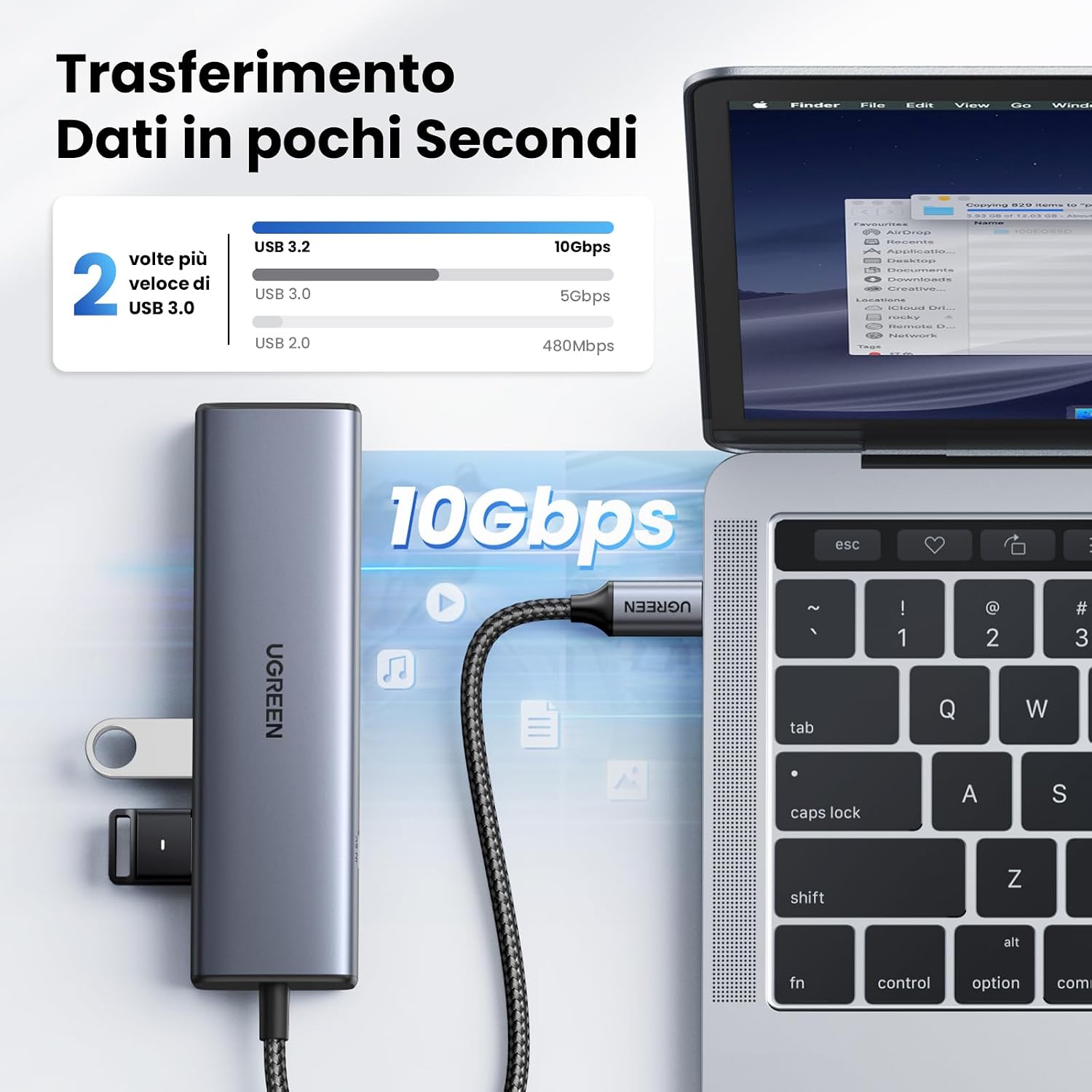 Detalle de UGREEN Hub USB-C Ethernet 6 in 1 1000Mbps
