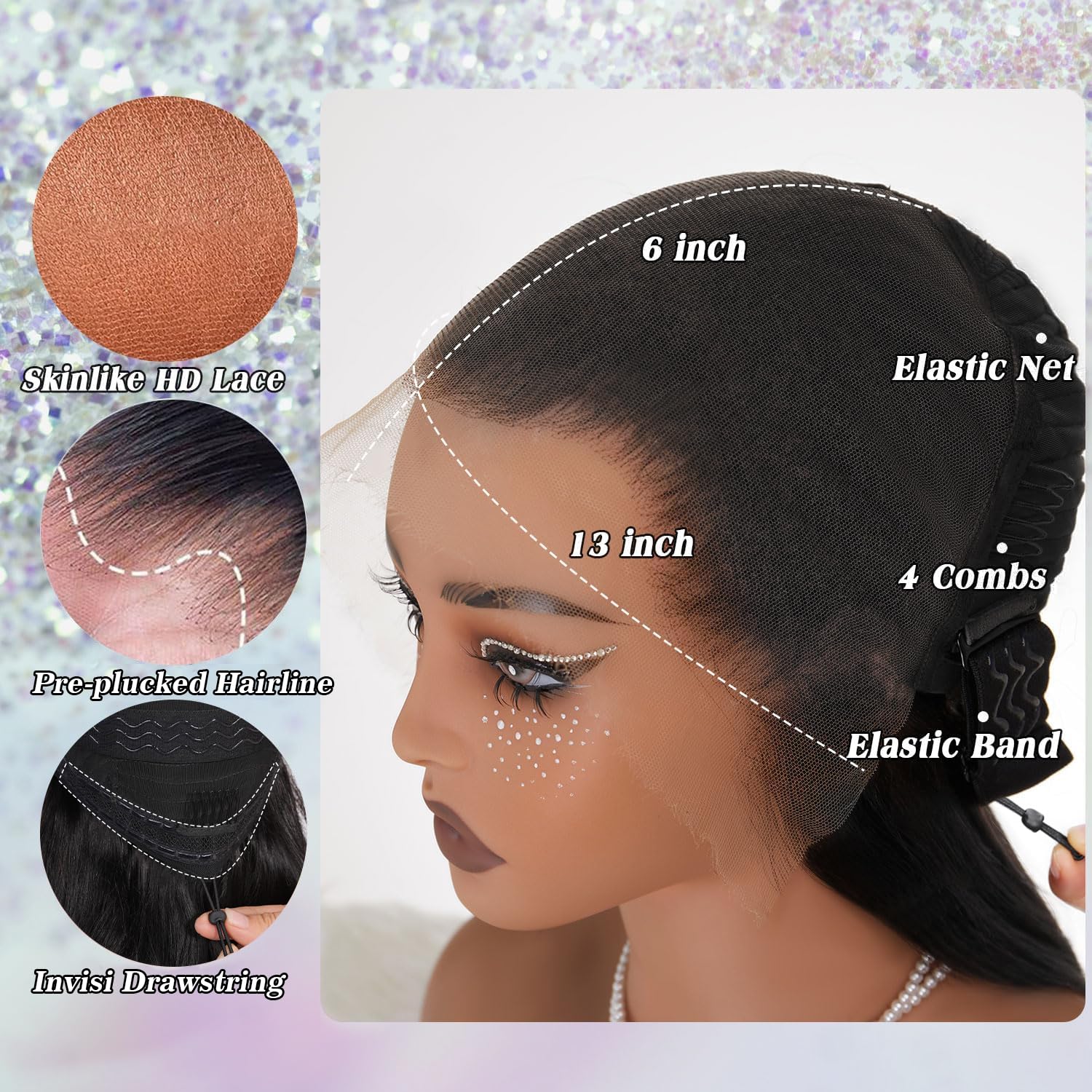Thumbnail 2 de NESMON 13x6 Full Frontal SKINLIKE HD Lace Wig — 26" Body Wave, 200 Density, 100% Brazilian Virgin Human Hair