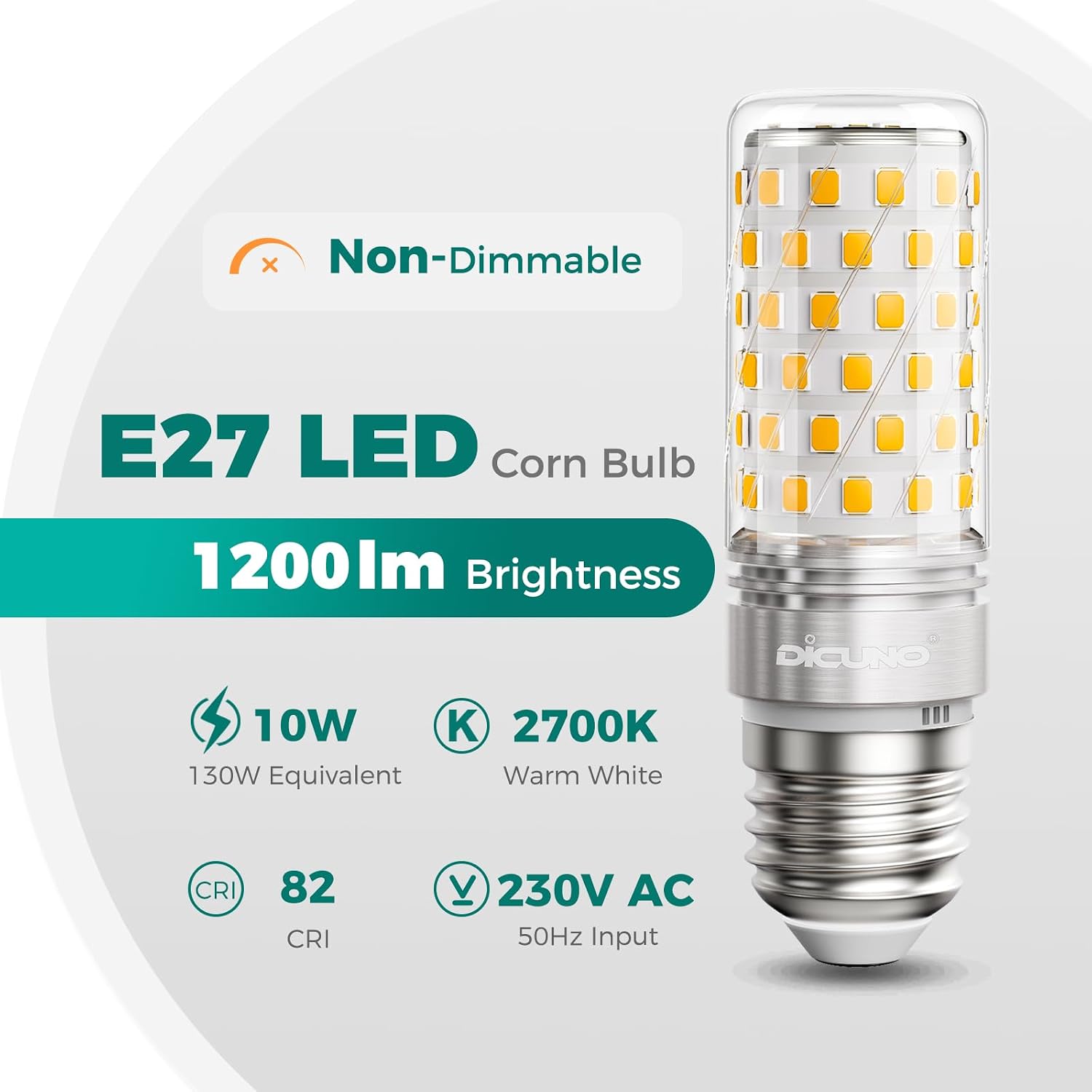 Detalle de DiCUNO E27 LED bulb 10W, warm white