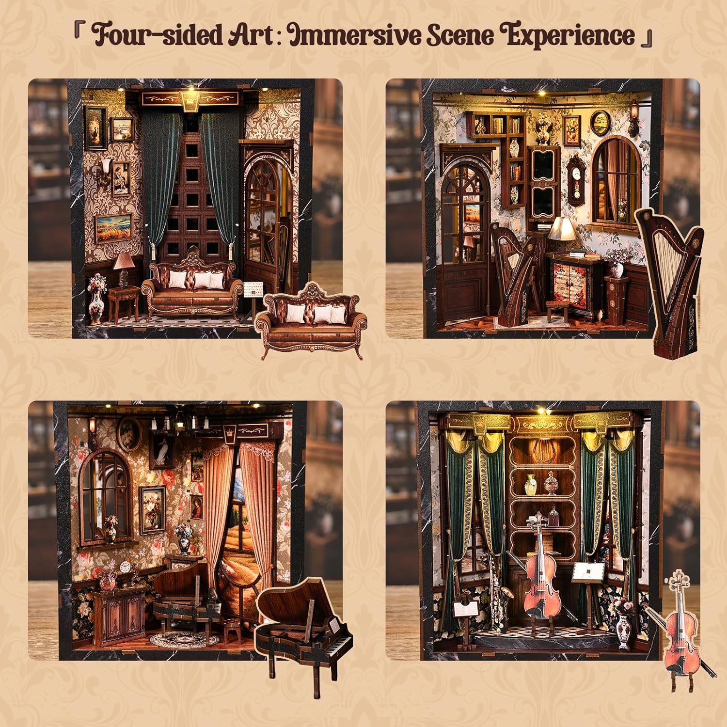 Thumbnail 6 de Kit DIY BATTREVO Book Nook « Instruments Classiques » avec LED et base motorisée