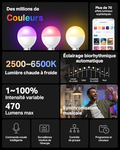 Detalle de Tapo L430P: Bombilla inteligente WiFi de 16 millones de colores, regulable y con control por voz (E27)