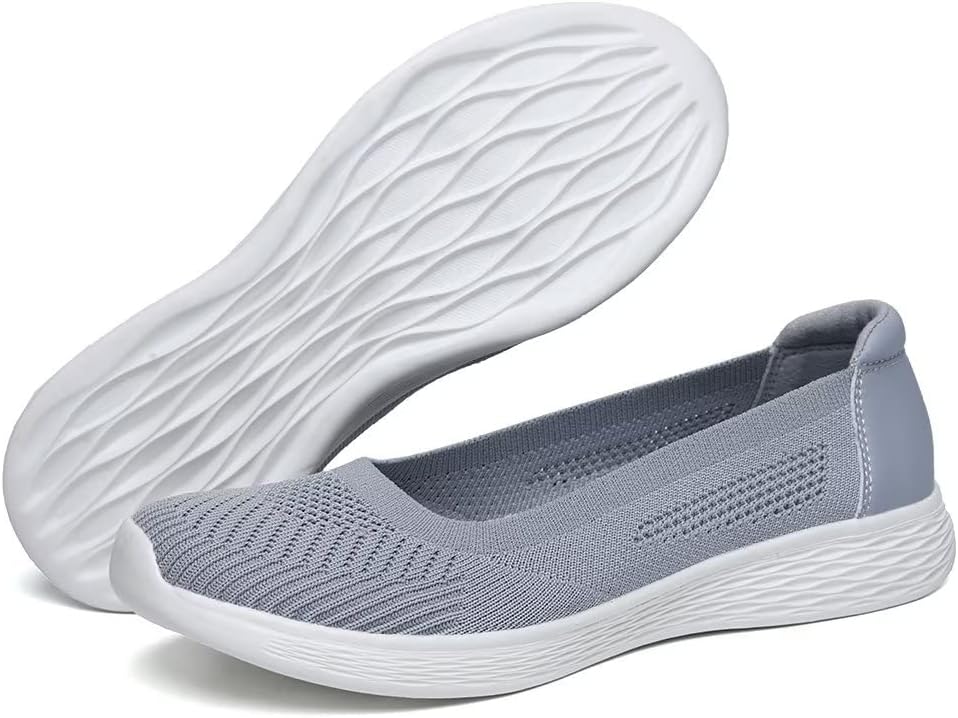 Thumbnail 4 de Puxowe Chaussures Slip-on Plates Basses en Maille pour Femmes – Gris Clair (37 EU)