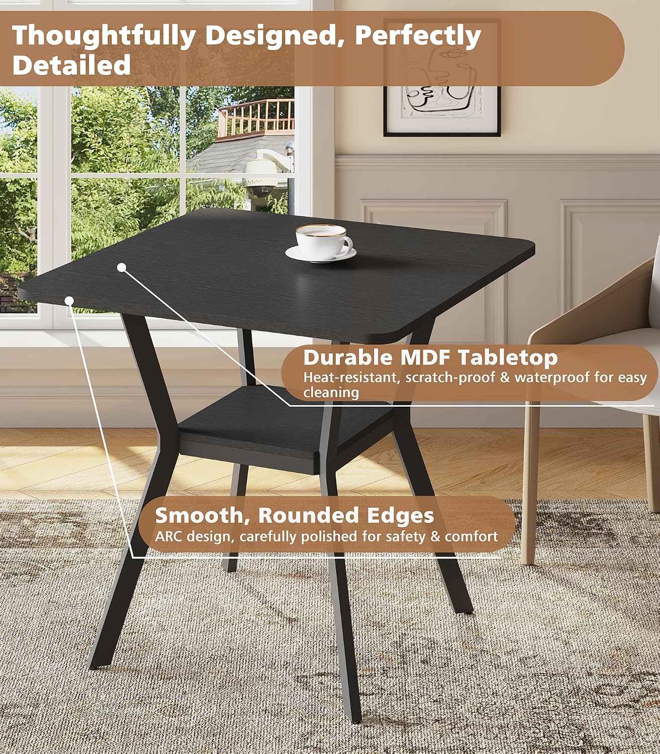 Detalle de MECHYIN Dining Table, 31.5-Inch Square