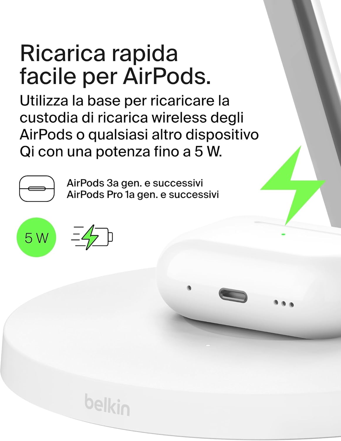 Thumbnail 4 de Belkin BoostCharge 3‑in‑1 caricatore wireless Qi2 per iPhone, Apple Watch e AirPods