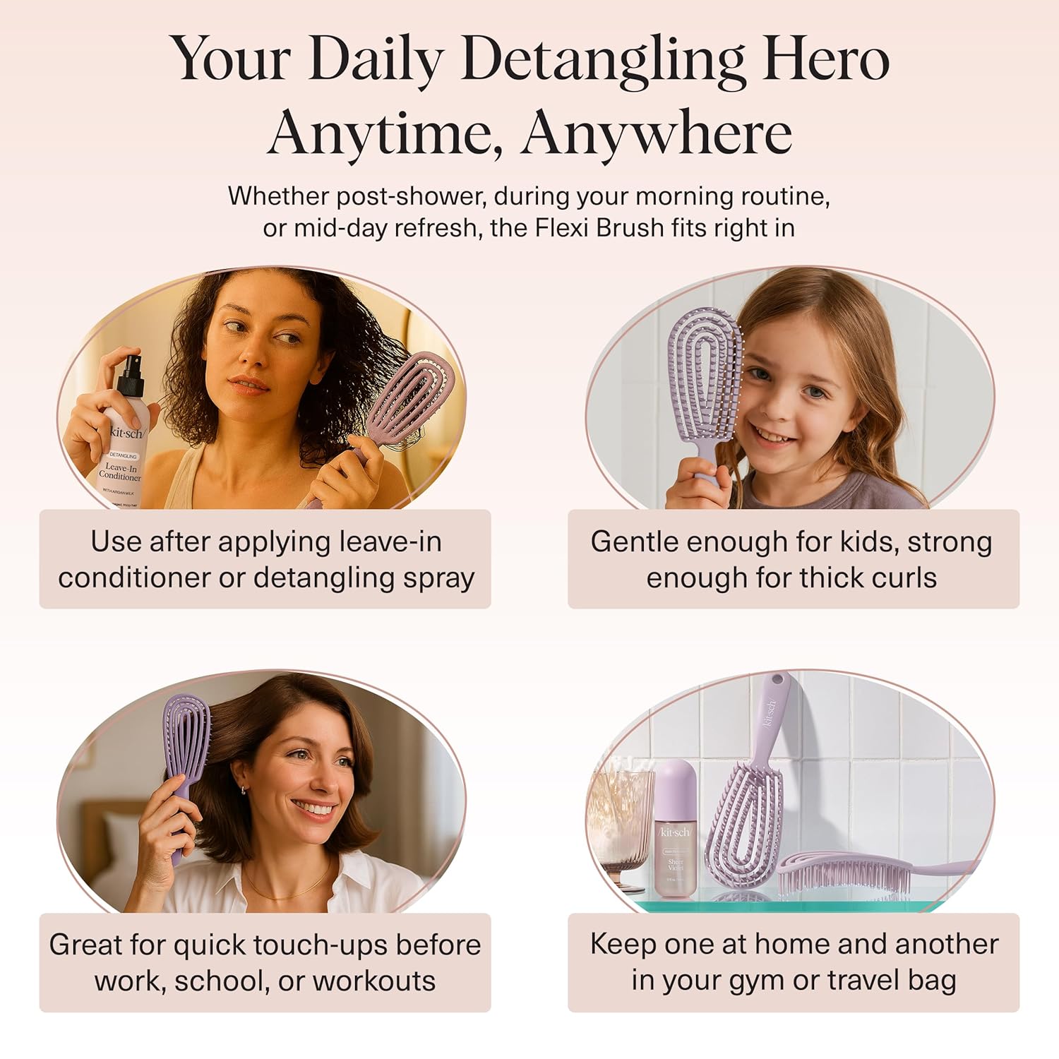 Thumbnail 5 de Kitsch Detangler Brush Flexible Frame for Curly Hair