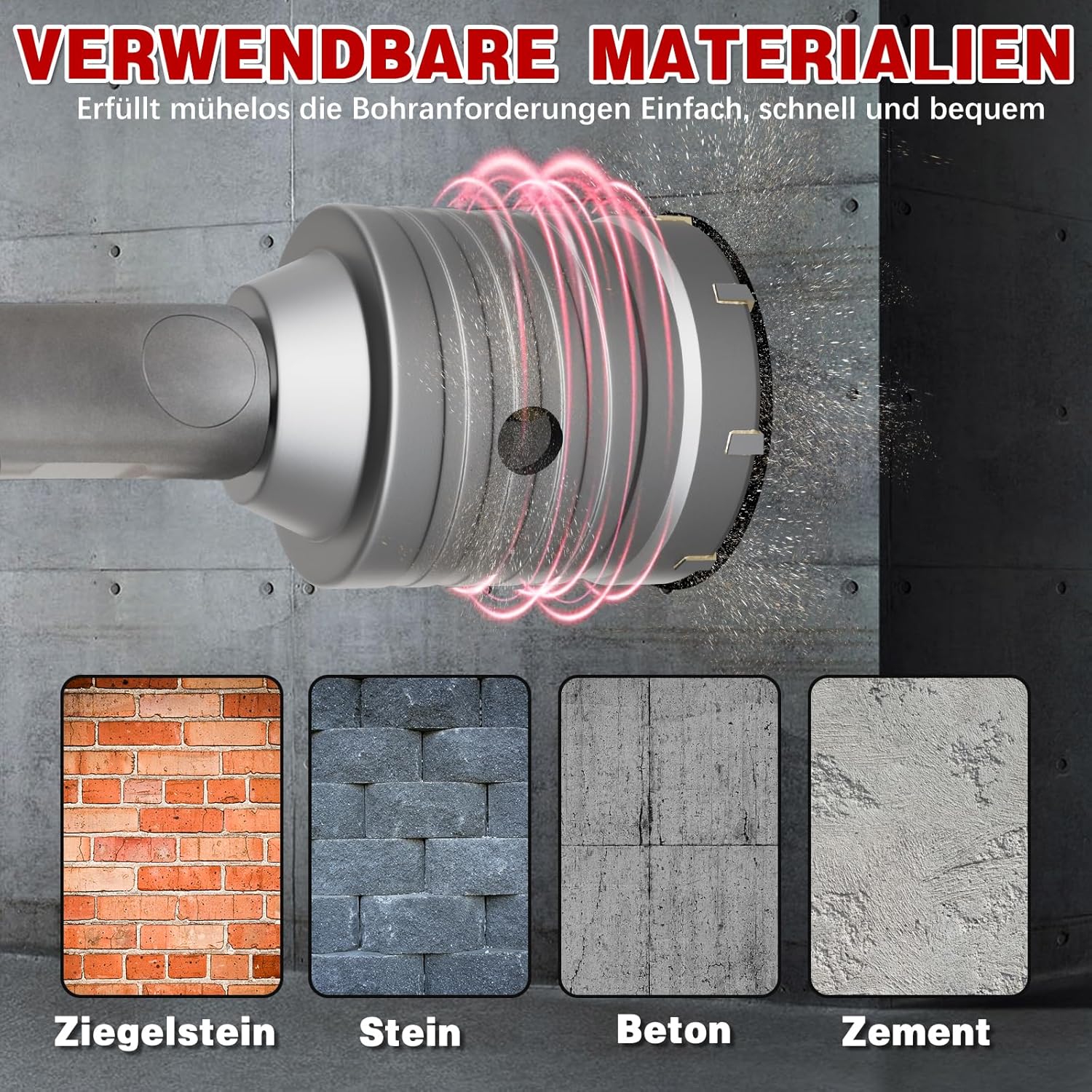 Thumbnail 4 de METOTY 45 mm Bohrkrone mit SDS-Plus Adapter (110 mm) für Dosenbohrungen in Mauerwerk