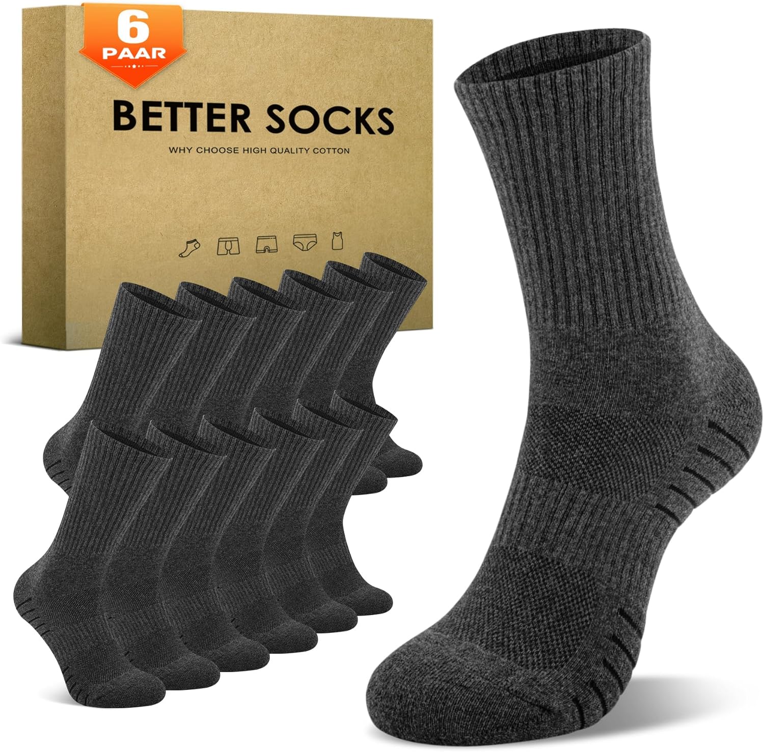 TUUHAW Tennissocken 6 bis 12 Paar