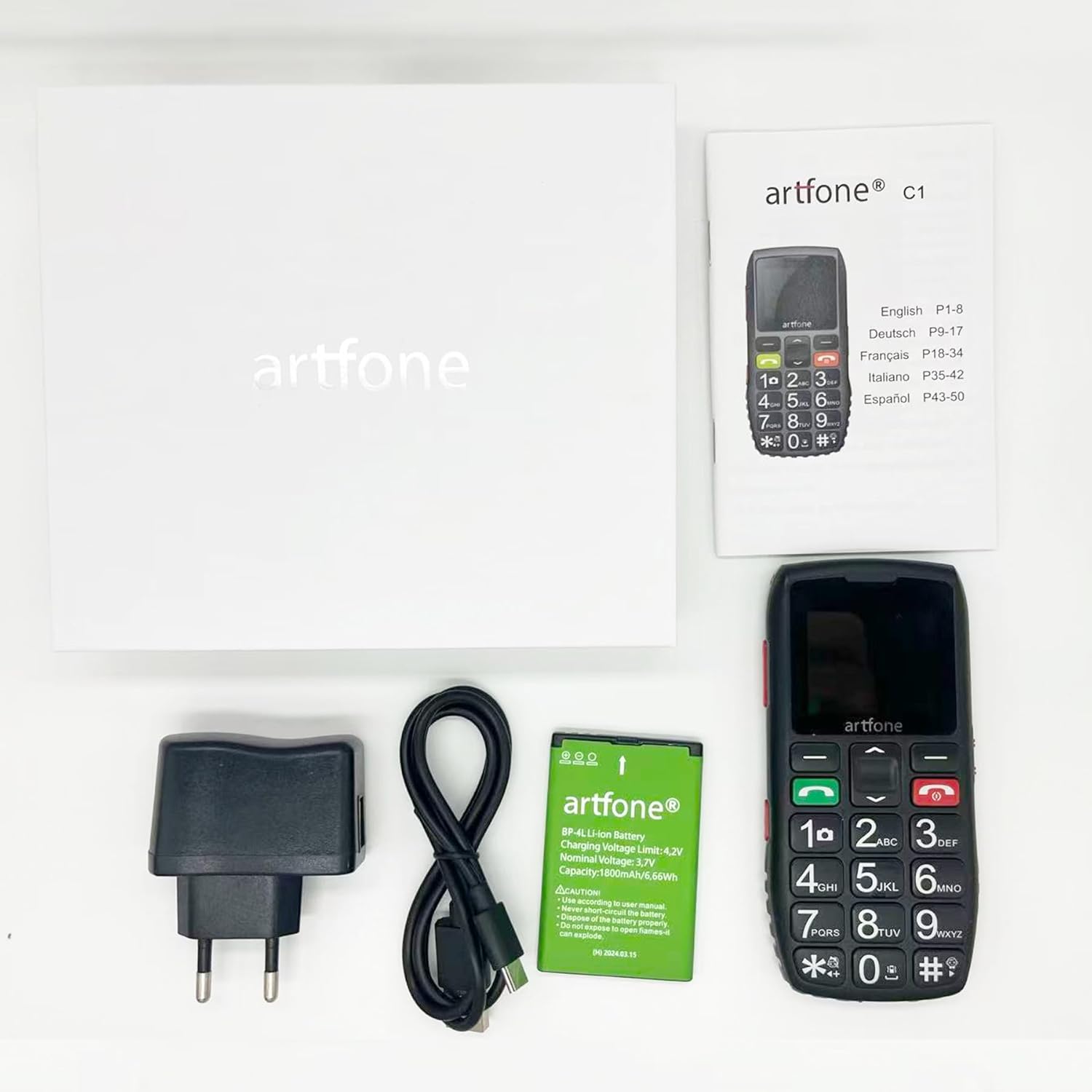 Thumbnail 6 de artfone C1 Senior telefono cellulare per anziani con tasti grandi e funzione SOS, Dual SIM GSM