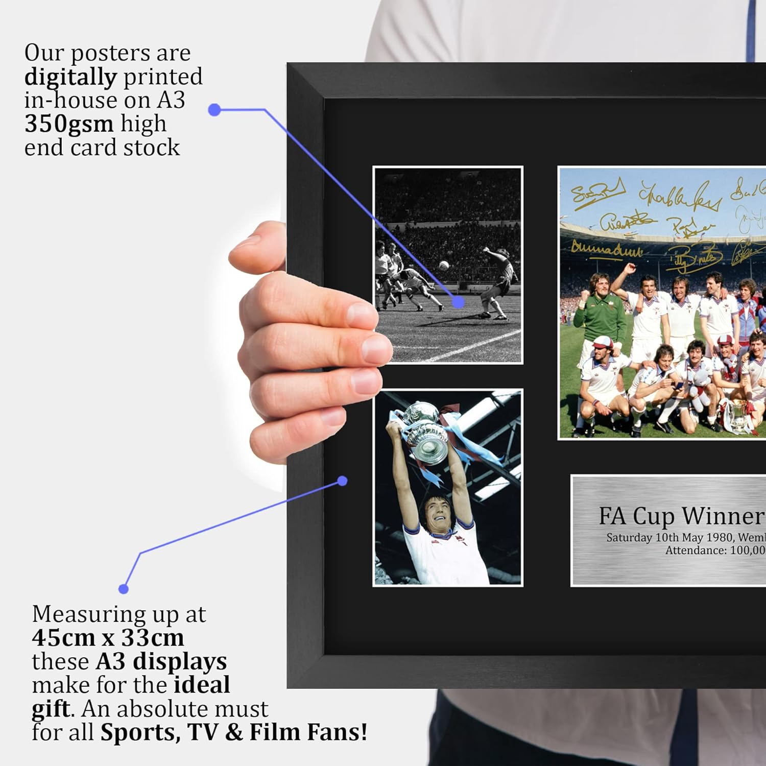 Thumbnail 2 de HWC Trading West Ham 1980 FA Cup Winners A3 framed signed autograph display
