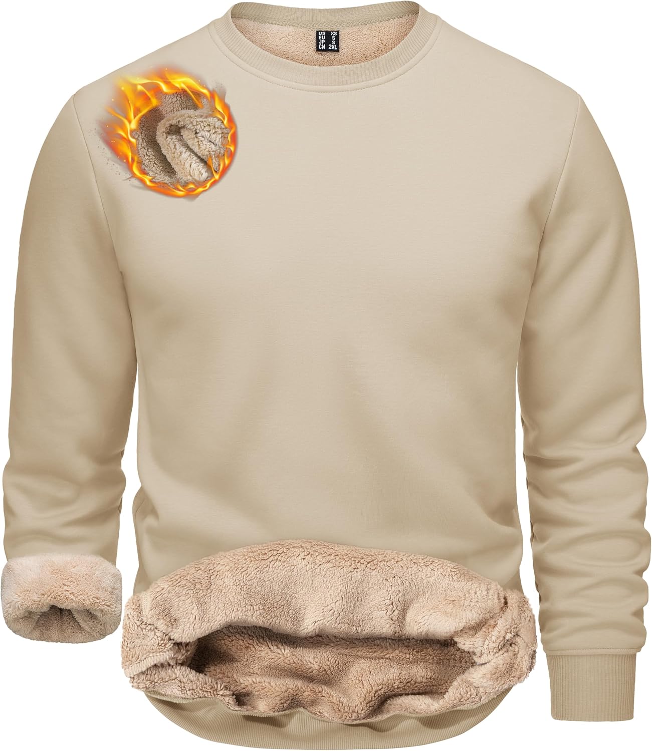 Detalle 2 de TACVASEN Herren Fleece Pullover mit Fleecefutter