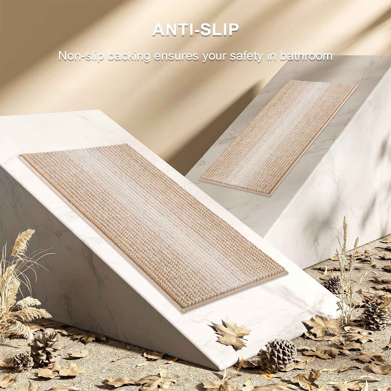 Thumbnail 4 de BSICPRO 2-Piece Chenille Bathroom Rug Set (Non-Slip, Machine Washable) — Beige