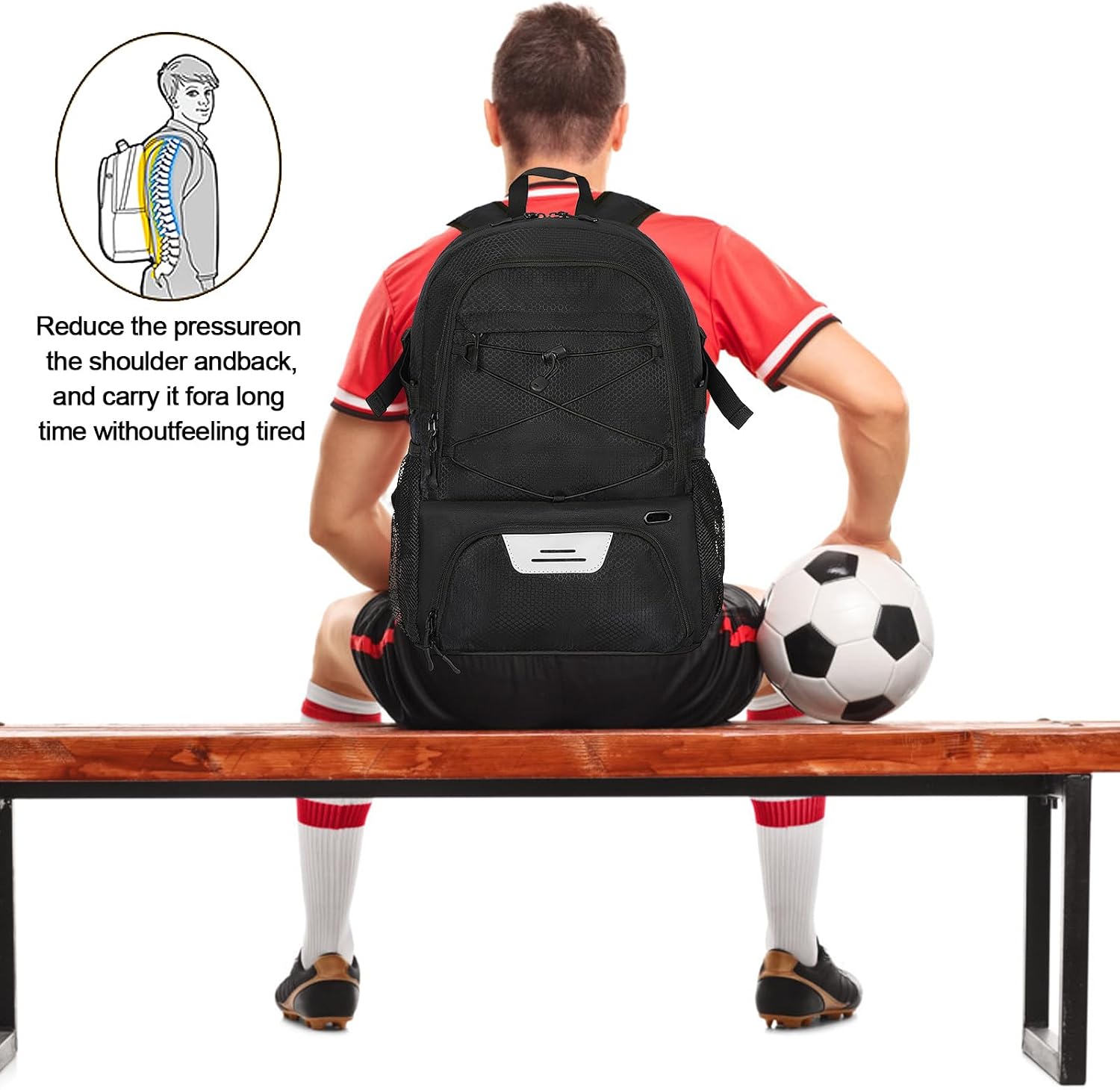 Thumbnail 6 de Goloni Soccer Bag(23037)-Black 35L Basketball Backpack with Shoe and Ball Compartments