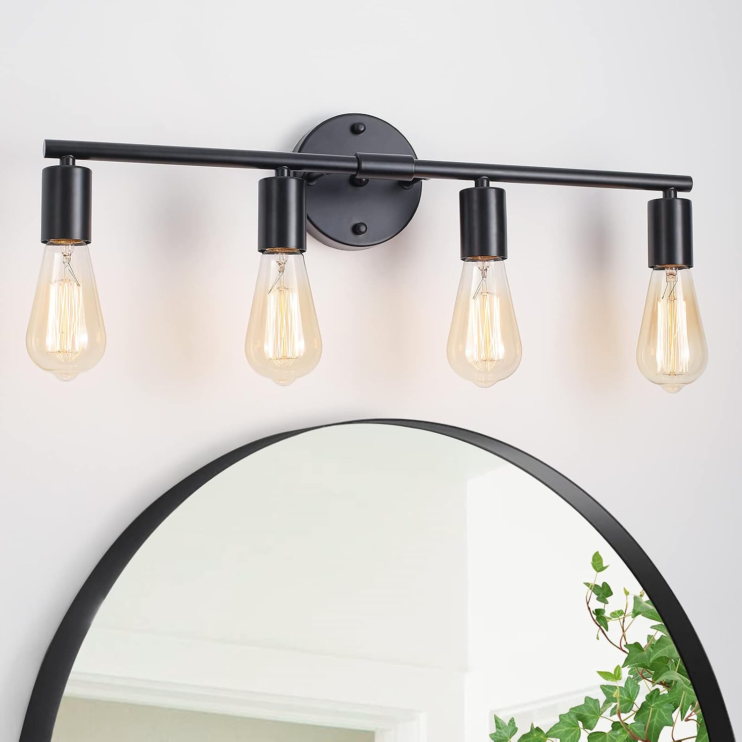 Detalle de YLCHYTDZSW B0098 4-Light Black Vanity Wall Sconce with Clear Glass