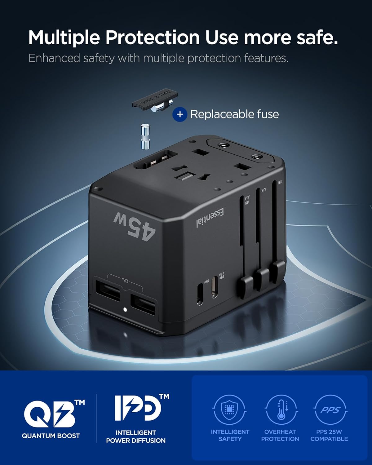 Thumbnail 5 de Spigen ArcStation adaptateur de voyage universel 45W (4 ports : 2 USB-C + 2 USB-A)