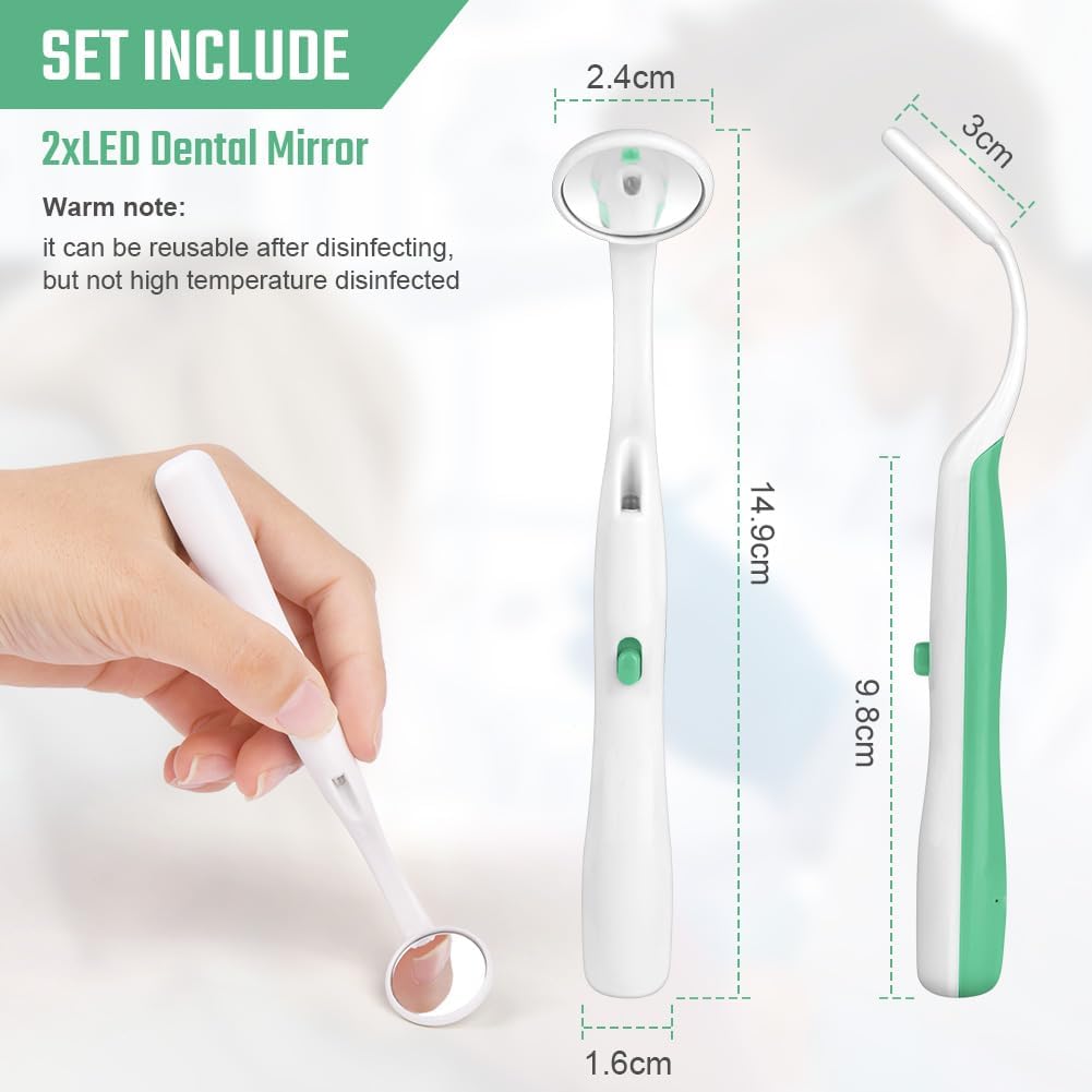 Detalle 2 de ACWOO Specchio Dentale 2 pezzi con Luce LED Antiappannamento – Specchio per Igiene Orale