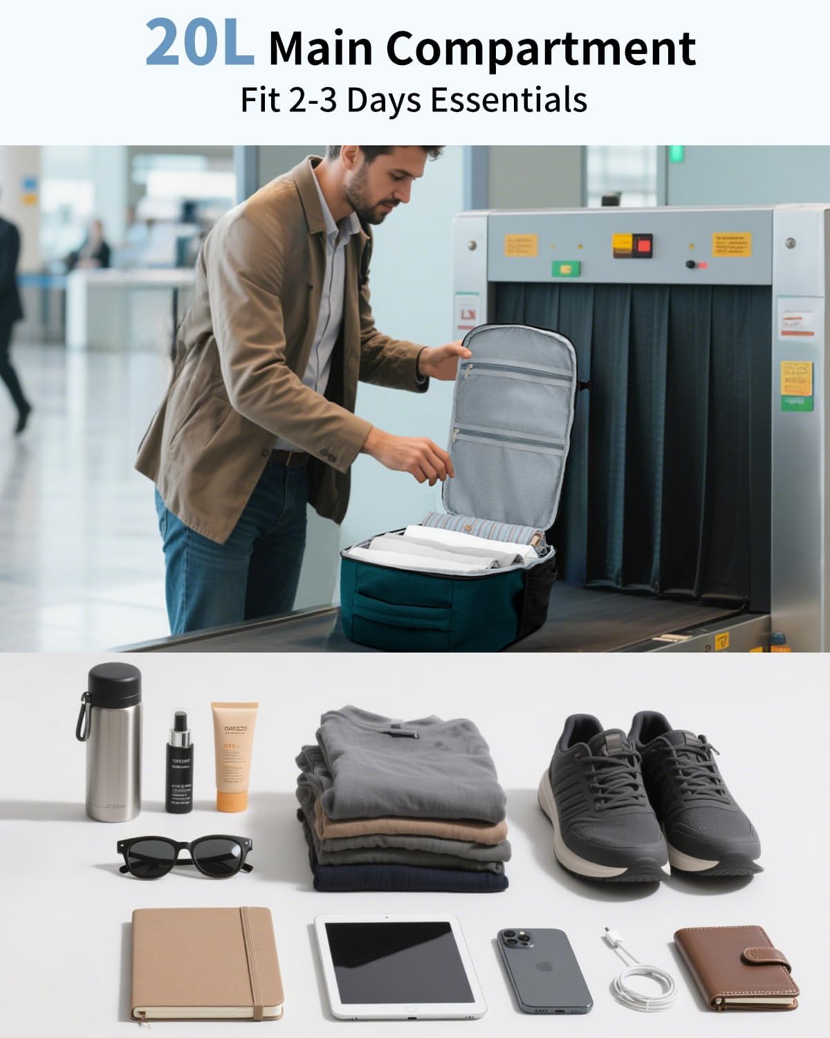 Thumbnail 2 de ECOHUB for Ryanair Cabin Bags 40x20x25: 20L Underseat Travel Backpack with Laptop Compartment