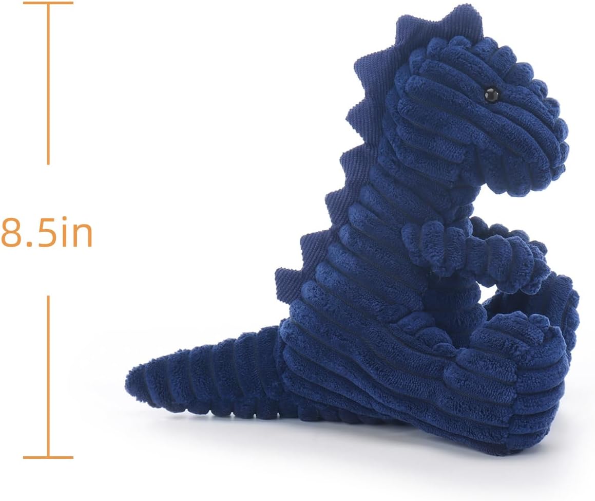 Detalle de Apricot Lamb Navy Blue Corduroy Dinosaur Plushie – 8.5 Inches
