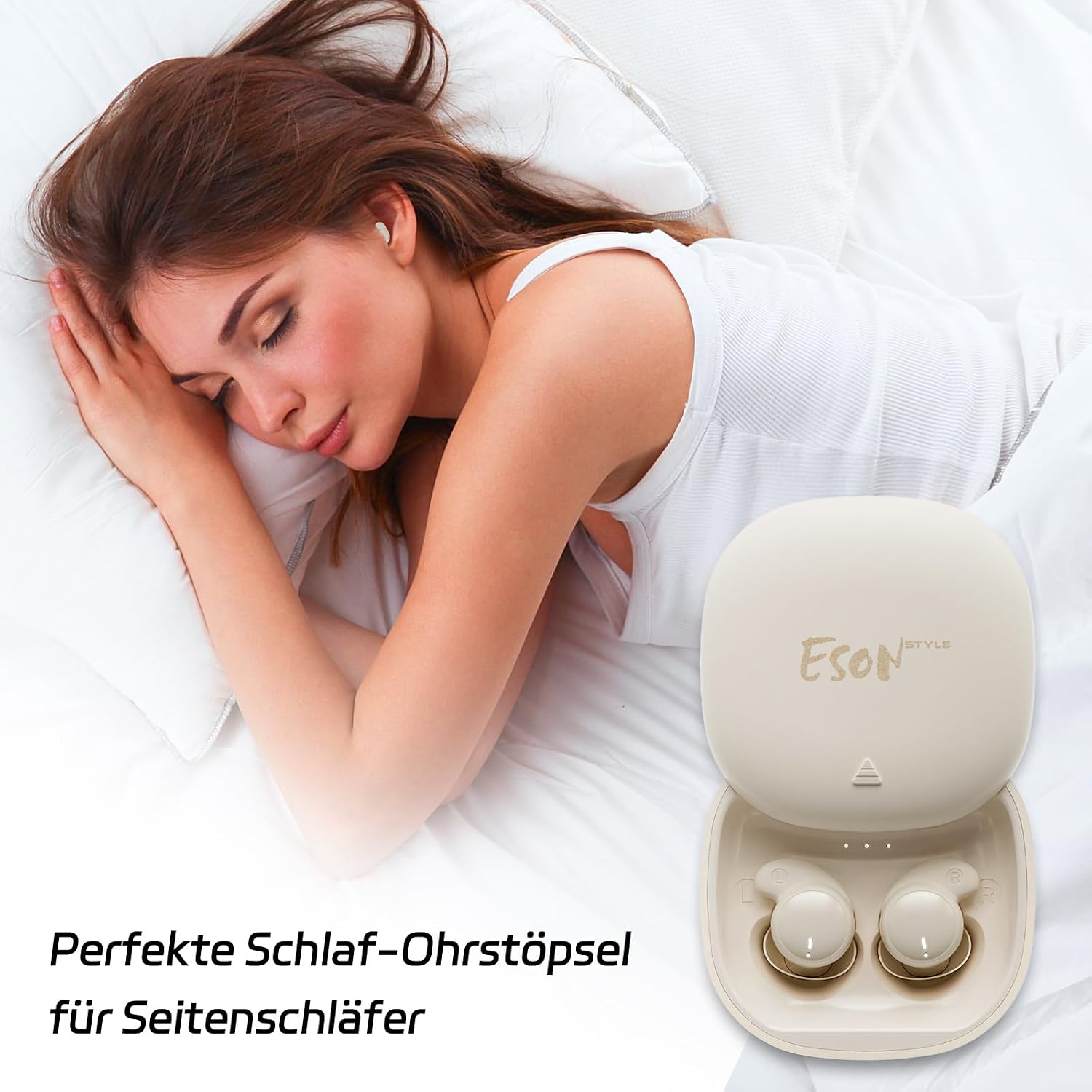 Detalle de esonstyle Schlafkopfhörer – Unsichtbare Mini-Kopfhörer für Seitenschläfer mit Bluetooth 6.0 und IPX6