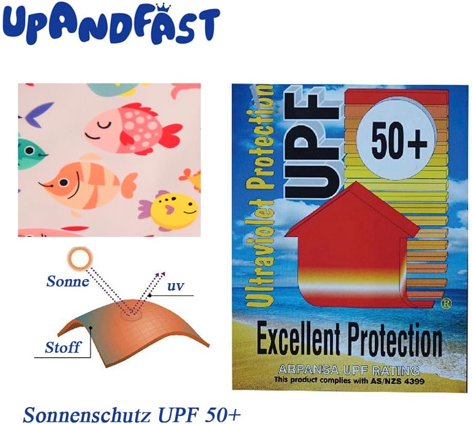 Thumbnail 5 de upandfast Baby Badeanzug mit Knöpfen UV-Schutz – mit Sonnenhut, Reißverschluss-Schutz & UPF 50+