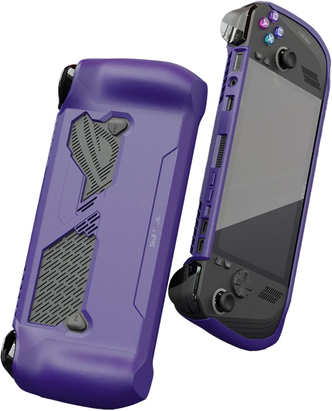 Detalle de Skull & Co. GripCase Ally für ROG Ally X – Soft Case mit Texturgrip, Standfunktion und Schutz in Galactic Purple